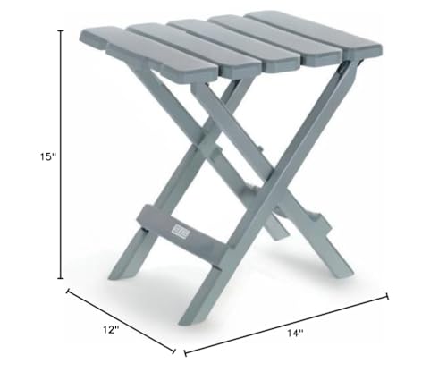 Camco 51682 Gray Regular Adirondack Portable Outdoor Folding Side Table, Perfect For The Beach, Camping, Picnics, Cookouts and More, Weatherproof and Rust Resistant
