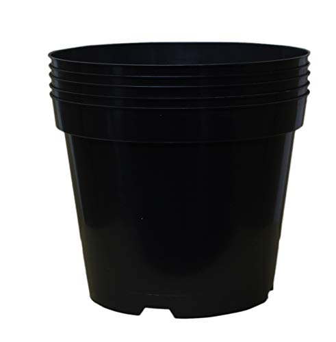 Muddy Hands Pack of 5 Black Plastic Plant Pots Outdoor Garden Round Nursery Herb Flower Planters (15 Litre)