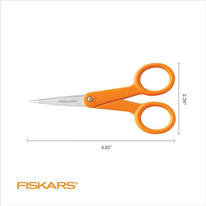 Fiskars Premier No. 5 Micro-Tip Orange-Handled Fabric Scissors - Double Loop Handle - Sewing and Craft Scissors - Orange