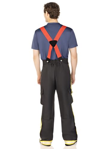 Leg Avenue Mens 3 Piece Mens Fire Captain Set - Family Halloween Costume for Men, MED/LGE, Black/Red