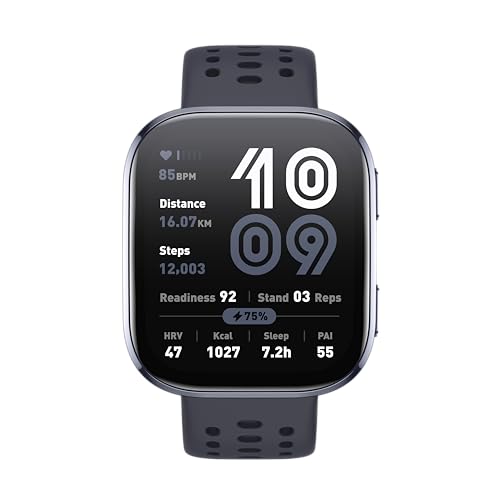 Amazfit Bip 6 Smart Watch 46mm, 14 Day Battery, 1.97" AMOLED Display, GPS & Free Maps, AI, Bluetooth Call & Text, Health, Fitness & Sleep Tracker, 140+ Workout Modes, 5 ATM Water-Resistance, Black