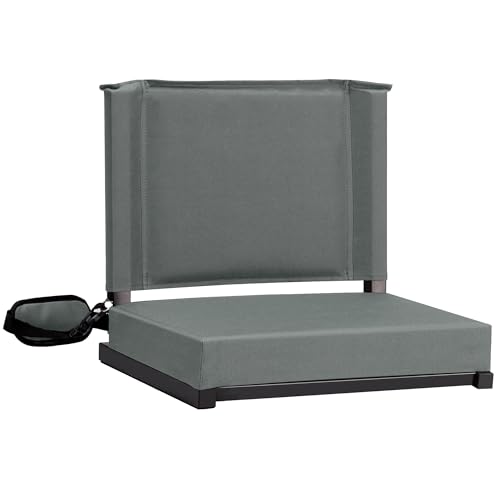 Fragess Stadium Seat with Football Pattern, Stadium Seats with Back Support and Thick Cushion, Bleacher Seat with Shoulder Strap and Side Pocket Hold up 400 lbs Bench Chair for Bleachers