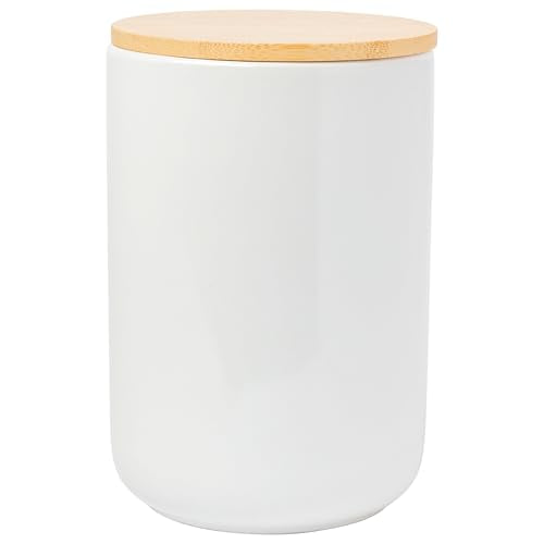 Silver Buffalo Sanrio Hello Kitty Halloween Spooky Mummy Ceramic Cookie Snack Candy Jar with Airtight Bamboo Lid (Small)