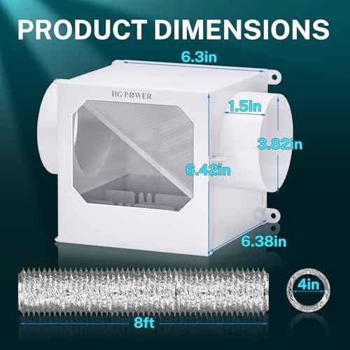 Dryer Duct Lint Trap, HG Power Metal Indoor Dryer Vent Kit with Water Drawer System to Collect Lint for Electric Dryer, Inline Dryer Lint Catcher Box with 4 Inch 8FT Dryer Vent Hose, 2 Clamps