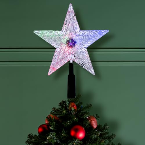 Kurt Adler LED Color-Changing Light Star Treetop, 8.5-Inch
