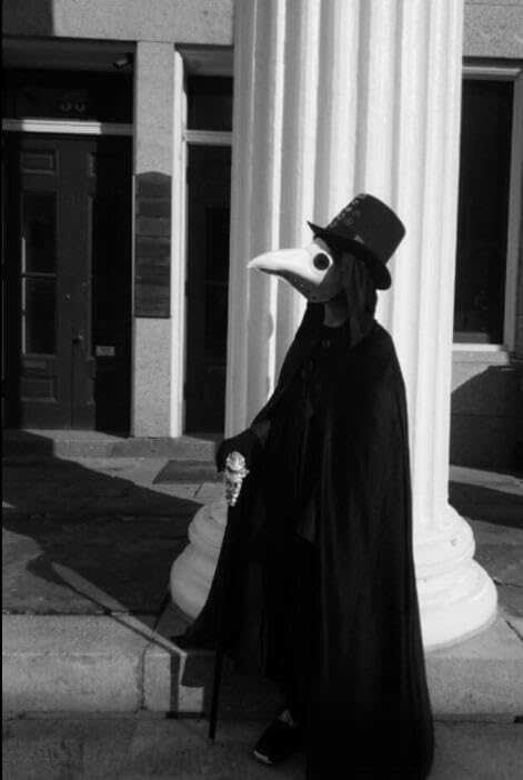Raxwalker Plague Doctor Bird Mask Cloak Set Retro Steampunk Halloween Costume Long Nose Beak Cosplay Props (White SET)
