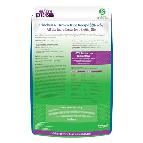 Health Extension Little Bites Dry Dog Food for Small Breeds, Chicken & Brown Rice Recipe, with Probiotics & Superfoods for Digestion & Coat Health, 10 lb Bag (Pack of 1)