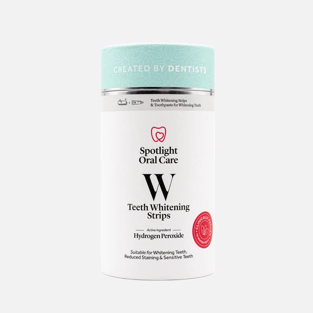 Spotlight Oral Care Teeth Whitening Strips | Gently Whitens Teeth Gradually & Safely | Active Ingredients Including Hydrogen Peroxide | Full 14-Day Course of Strips & 100 mL Whitening Toothpaste