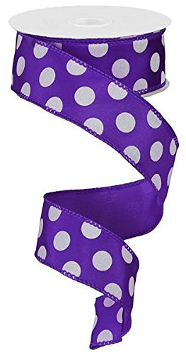Polka Dot Wired Edge Ribbon (1.5", Purple White) - 10 Yards : RG158623