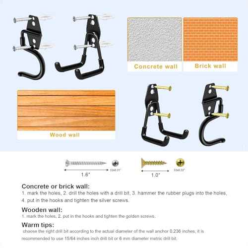 20 Pcs Heavy Duty Garage Hooks ? Garage Wall Hooks for Hanging Ladders, Bikes, Garden Tools, Hose with Anti-Slip Coating