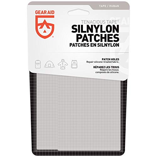 GEAR AID Tenacious Tape Silnylon Patches for Silicone Tent and Tarp Repair, 3”x5”, Clear