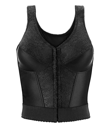 Exquisite Form womens Fully Front Close Longline Lace Posture Bra, Black, 40DD US