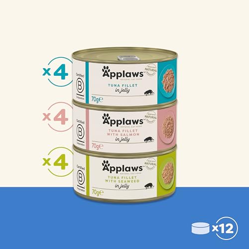 Applaws Natural Wet Adult Cat Food, Fish Selection in Jelly 70g Tin (Pack of 12)