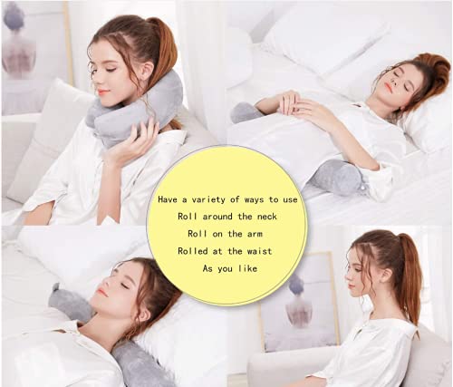 Hxcxrst travel pillow-Twist memory Foam Neck Pillow Support Pillow, used for neck, chin, waist and leg support-suitable for home travel, airplanes, buses, trains,Adjustable, Bendable Roll Pillow
