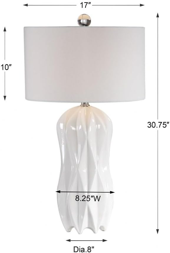 Uttermost Malena Glossy White Glaze Ceramic Table Lamp