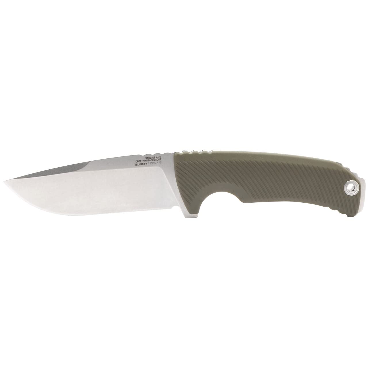 SOG Tellus FX Full-Sized Fixed Blade Knife 4.2" Full-Tang CRYO 440C Steel Blade GRN Handle UMS Compatible Sheath, Olive Drab