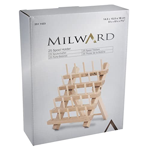MILWARDS 2511423 Holder: 25 Spools: Beech Wood, 14.5 x 15.5 x 18cm