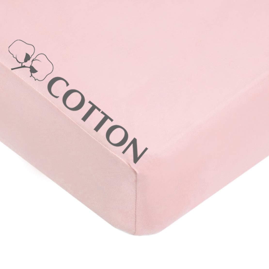 American Baby Company 100% Natural Cotton Fitted Crib Sheet 52" x 28" - Soft, Breathable, Hypoallergenic & Gentle Toddler Bed Sheet, Baby Pink, Neutral for Boys & Girls