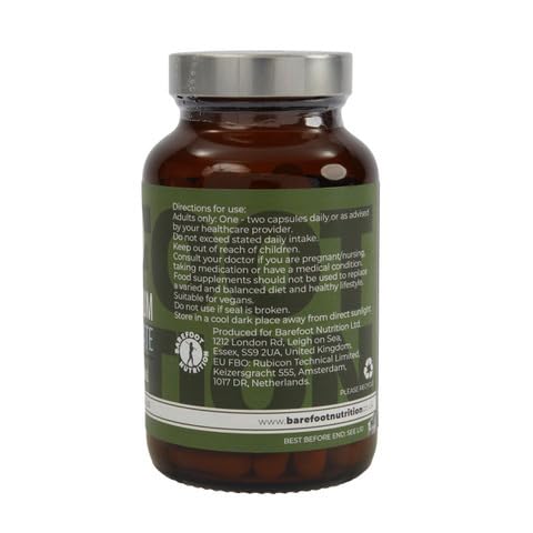 Barefoot Nutrition Magnesium Glycinate Supplement 560mg - 90 x 1-to-3 a Day Capsules. Pullulan Capsule - Superior Absorption: no Synthetic Binders or additives. Vegan & Paleo Friendly