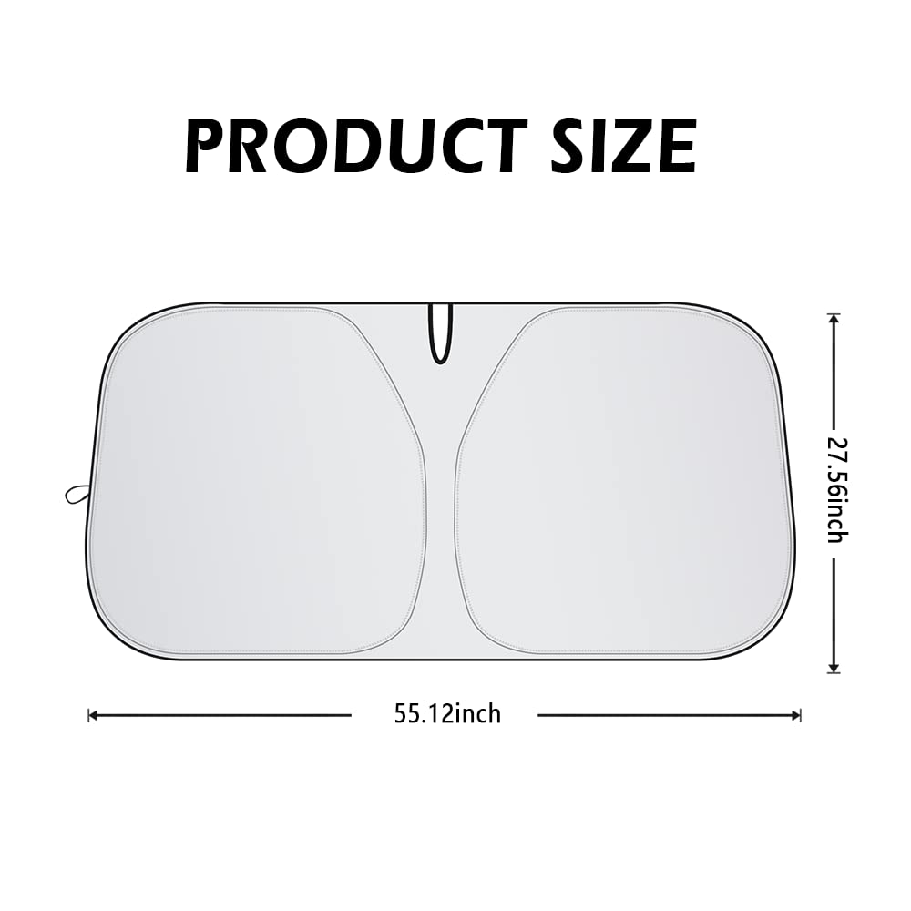 Front Windshield Shade - Portable, Folding, UV & Heat Resistant Sun Blocker - Keeps Car Cool, Universal Fit for Car, Truck, SUV (M: 55.12 x 27.56 Inch)