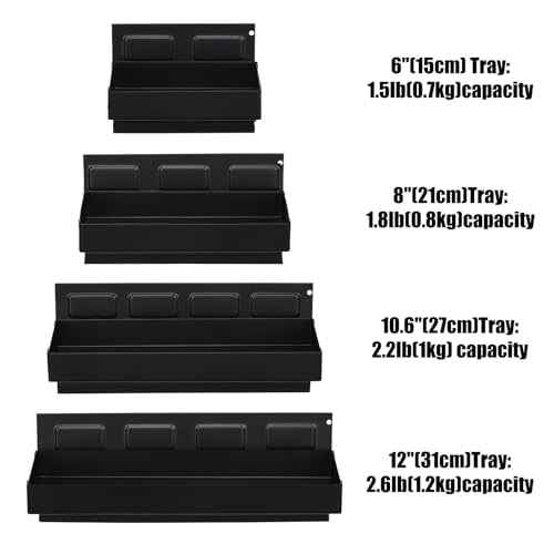 Mayouko 4PCS Magnetic Tool Parts Tray Shelf Set, Magnetic Storage for Toolbox, Tool Box Accessories for Van Workshop, Garage,Toolbox, Tool Chest, 6",8",10",12" Magnetic Tray