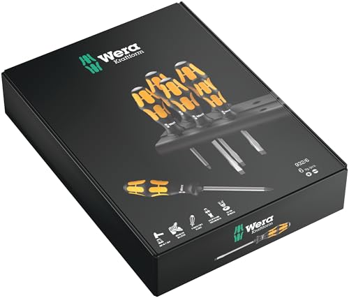 Wera 932/6 Kraftform Chiseldriver screwdriver set and rack, Phillips/Slotted, 6pc, 05018282001, Silver