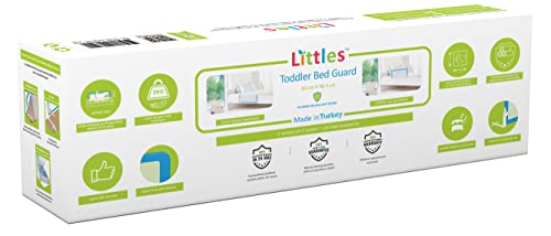 Littles Bed Guard Rail for Toddler, Child & Baby. Fits Single, Double Up to King Size Beds, White, 83 cm x 48.5 cm