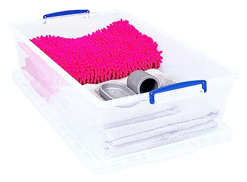 Really Useful Box Nestable Plastic Storage 43 Litre Clear (Pack of 3)
