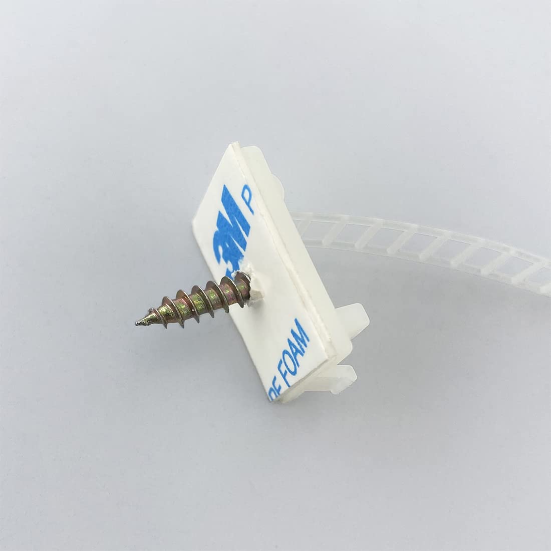 HS Wire Management Clips Clear with Screw Hole (50 Pack) Adjustable Cable Straps 3 Inch with 3M Adhesive Tape,Cable Fasteners for Christmas Lights,Desk,Wall to Hold Extension Cord