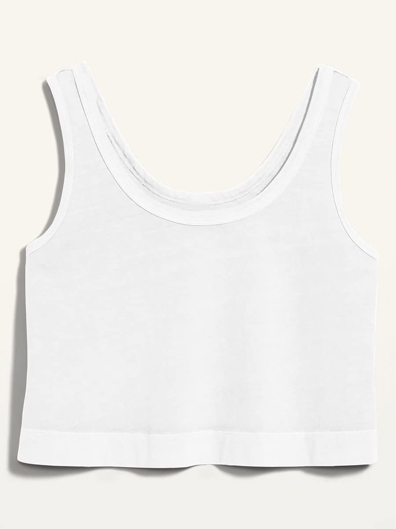 Aoysky Womens Cotton Crop Tops Casual Loose Tank Top Sleeveless Basic Cropped Athletic Yoga Workout Shirt White