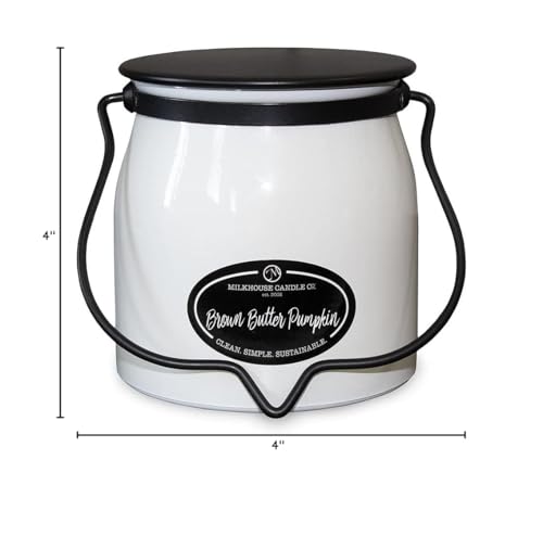 Milkhouse Candle Company - Brown Butter Pumpkin - 16oz Creamery Collection - Double Cotton Wick Soy Candles with Beeswax - Long Burn Time, Made in The USA - Non Toxic, Premium Scented Candles