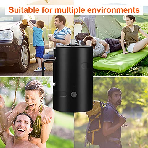 AZXJC Portable Outdoor Shower, Camp shower with 3 LED Lights, 4400mAh Battery Powered Camping Shower Pump for Hiking/Outdoor, Travel, Beach, Pet, Flowering, Waterproof &USB Rechargeable 2 Flow Mode