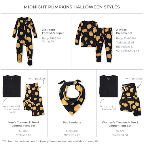 Burt's Bees Baby Baby 1-Piece Family Christmas Pajamas Matching Sets-Organic Cotton PJs for Kids, Toddlers, Adults, Midnight Pumpkins, 3-6 Months