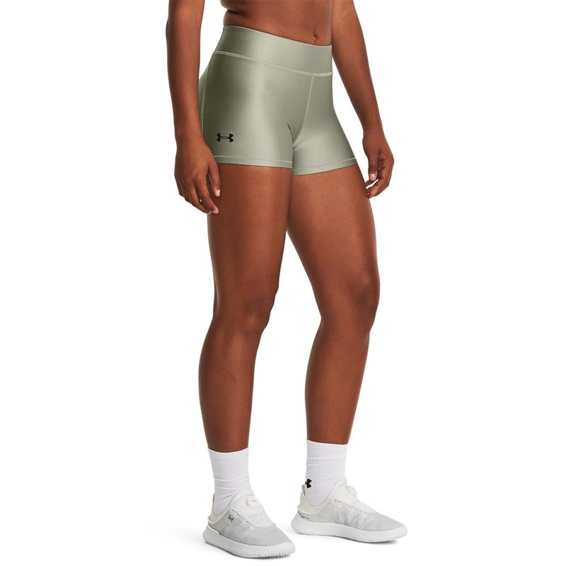 Under Armour Womens HeatGear Armour Mid Rise Shorty, (504) Grove Green / / Black, Large
