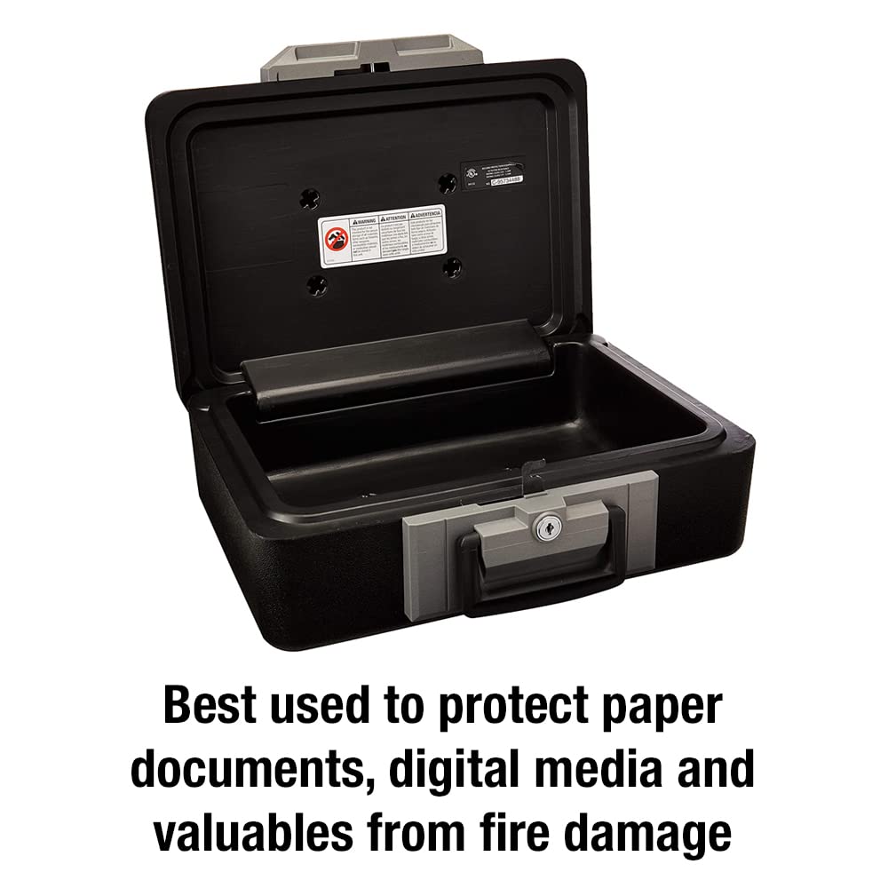 SentrySafe Fireproof Safe Box with Key Lock, Chest Safe with Carrying Handle to Secure Money, Jewelry, Documents, 0.25 Cubic Feet, 6.3 x 15.3 x 12.1 Inches, 1160