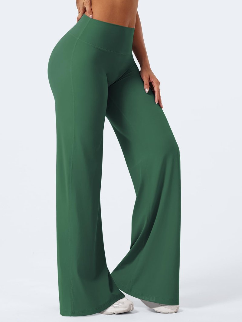 YEOREO Workout Leggings Womens No Front Seam Straight Leggings 35" High Waist Buttery Eddiy Gym Yoga Pants Dark Green S
