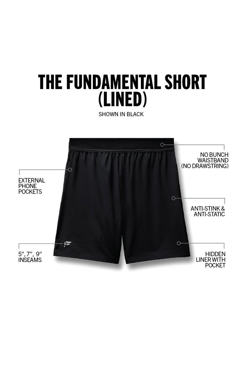 Fabletics Men's The Fundamental Short (Lined), Workout, Running, Training, Gym, Yoga, Ultra Lightweight, Athletic, 9" Inseam, L, Black