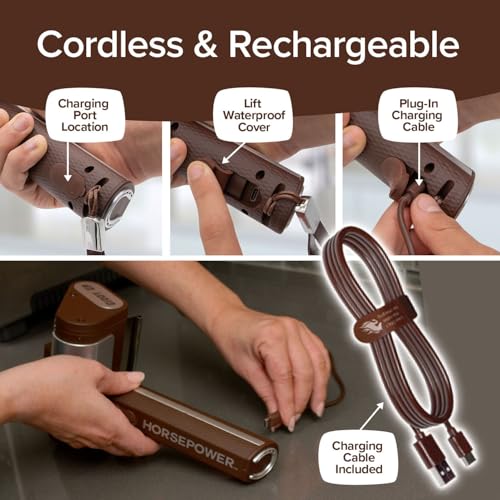 HorsePower Giddy Up Grill Cleaner AS-SEEN-ON-TV! – Cordless, Rechargeable BBQ Tool with 350 RPM Stainless Roller, LED Light – Patents Pending – From BulbHead, a Family-Owned American Brand