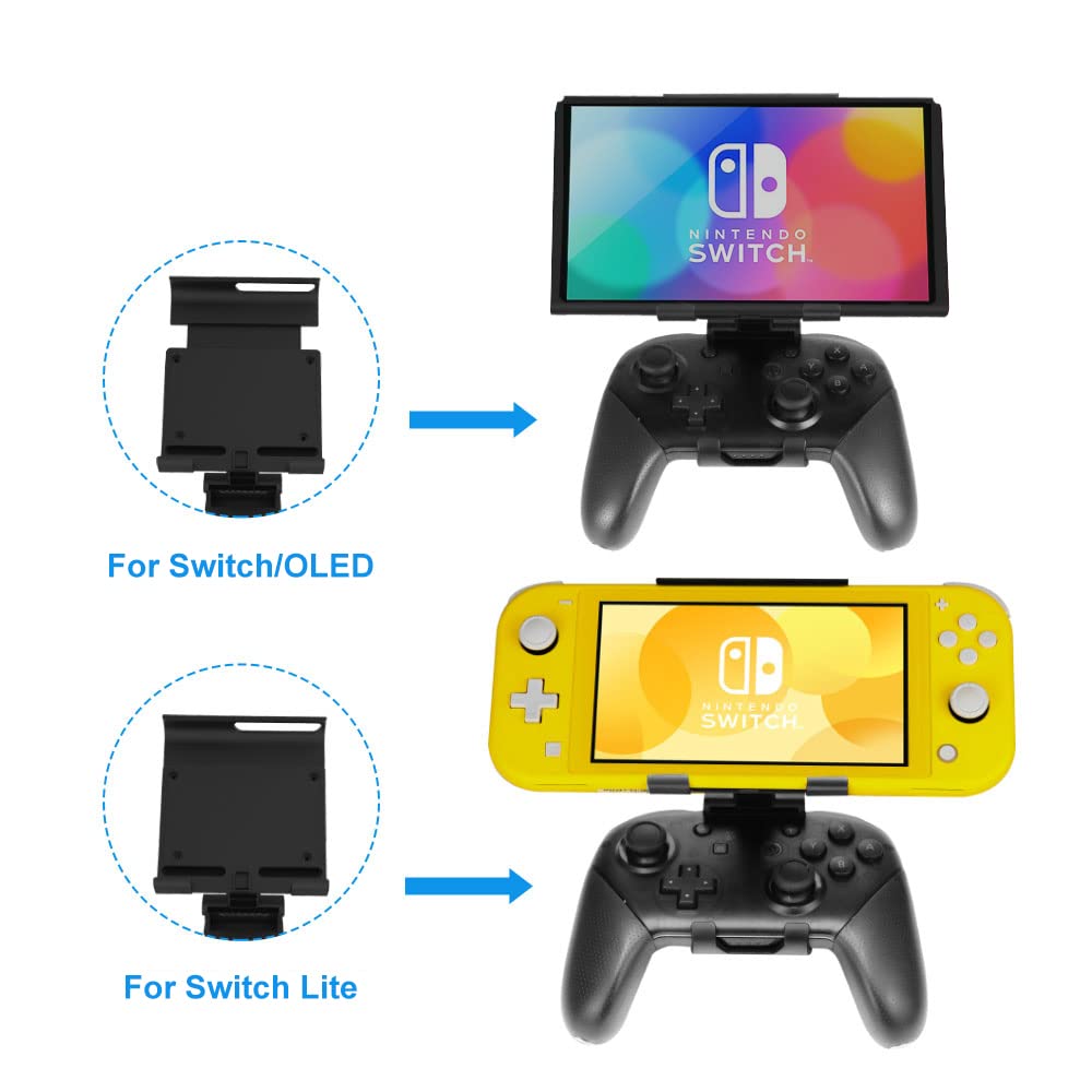 J&TOP Adjustable Mount Clip for Switch Official Pro Controller, The Original Pro Controller Clip Mount Compatible with Nintendo Switch/OLED/Lite,Black