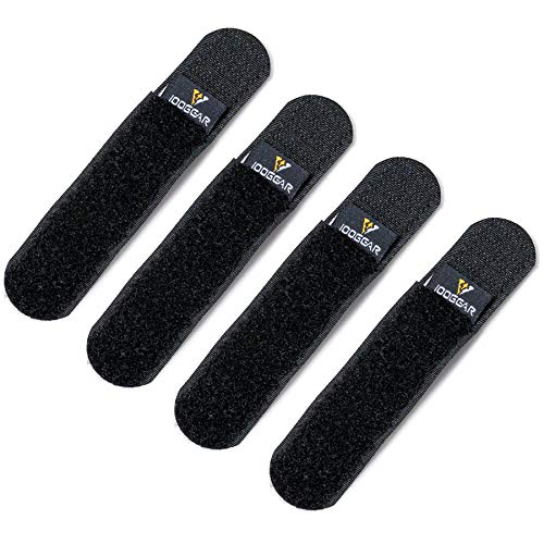 IDOGEAR Tactical Fastening Binding Strap Hook & Loop Reusable Strap (Black, Small(2 pcs)+Medium(2 pcs)
