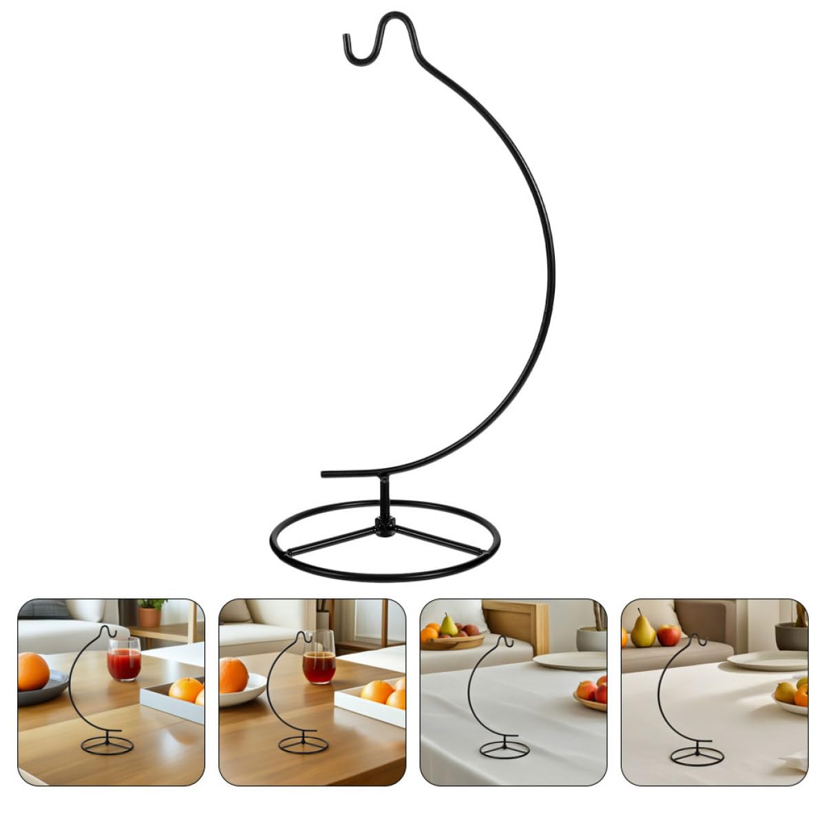 NUOBESTY 2pcs Moon-shaped Hanging Ornament Display Stand Iron Hook Rack for Air Plants Tillandsia Planter Holder Home Decoration Indoor Use