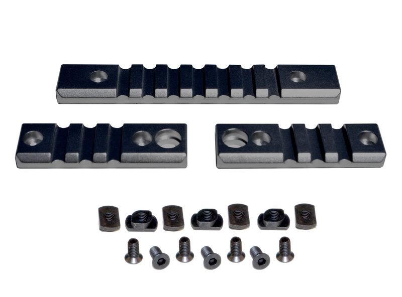 PRESMA 3 Piece Single Picatinny Rail Section Kit M-LOK Style Slots, Black