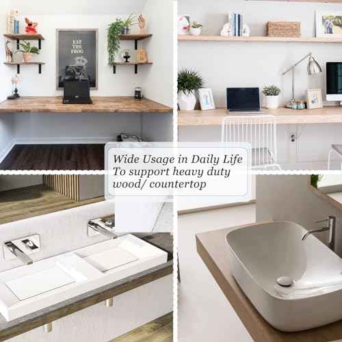 Free Hanging Countertop Support Bracket 16" Lx2.5 W 2 Pack Hidden Floating Wall Bracket 3/8" Thick Heavy Duty Shelf Bracket for Floating Bars,Bench Seats,Vanities