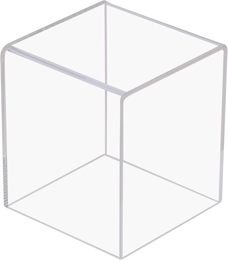 UV Protection Softball Display Case - Clear Cube for 12-Inch Balls | Black Plastic Stand