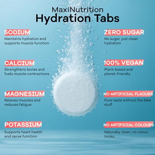MaxiNutrition Hydration tabs, Green Apple, Zero Sugar| Effervescent Electrolyte Tablets| for Improved Hydration and Recovery | Suitable for Vegans and Vegetarians | 6 x 10 Tablets (6 Pack)