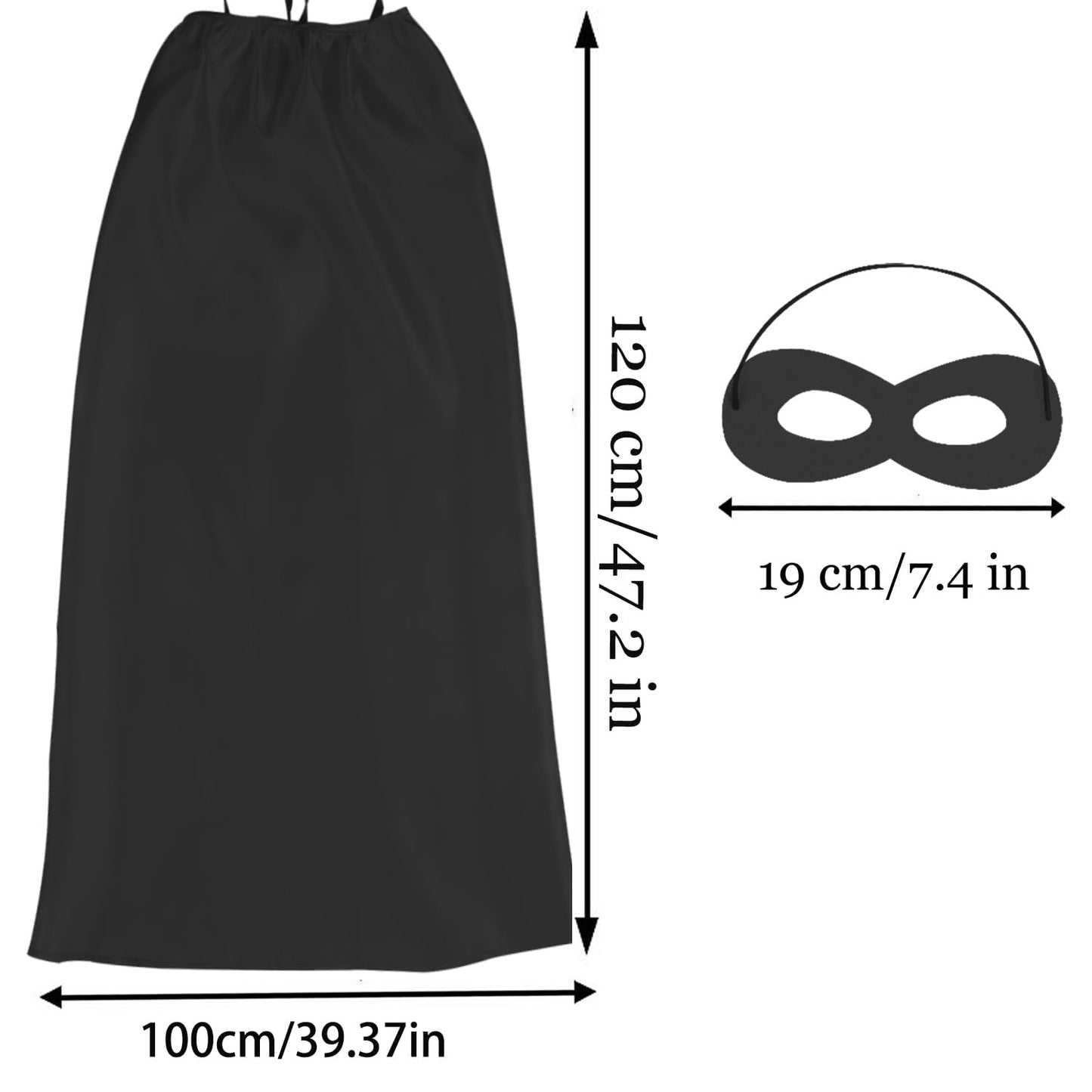 Maklulu Adult Superhero Capes and Masks - Halloween Costumes Party Capes (Black)