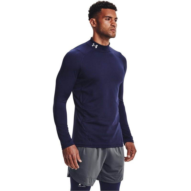 Under Armour Men's ColdGear Armour Fitted Mock, Midnight Navy (410)/White, XX-Large