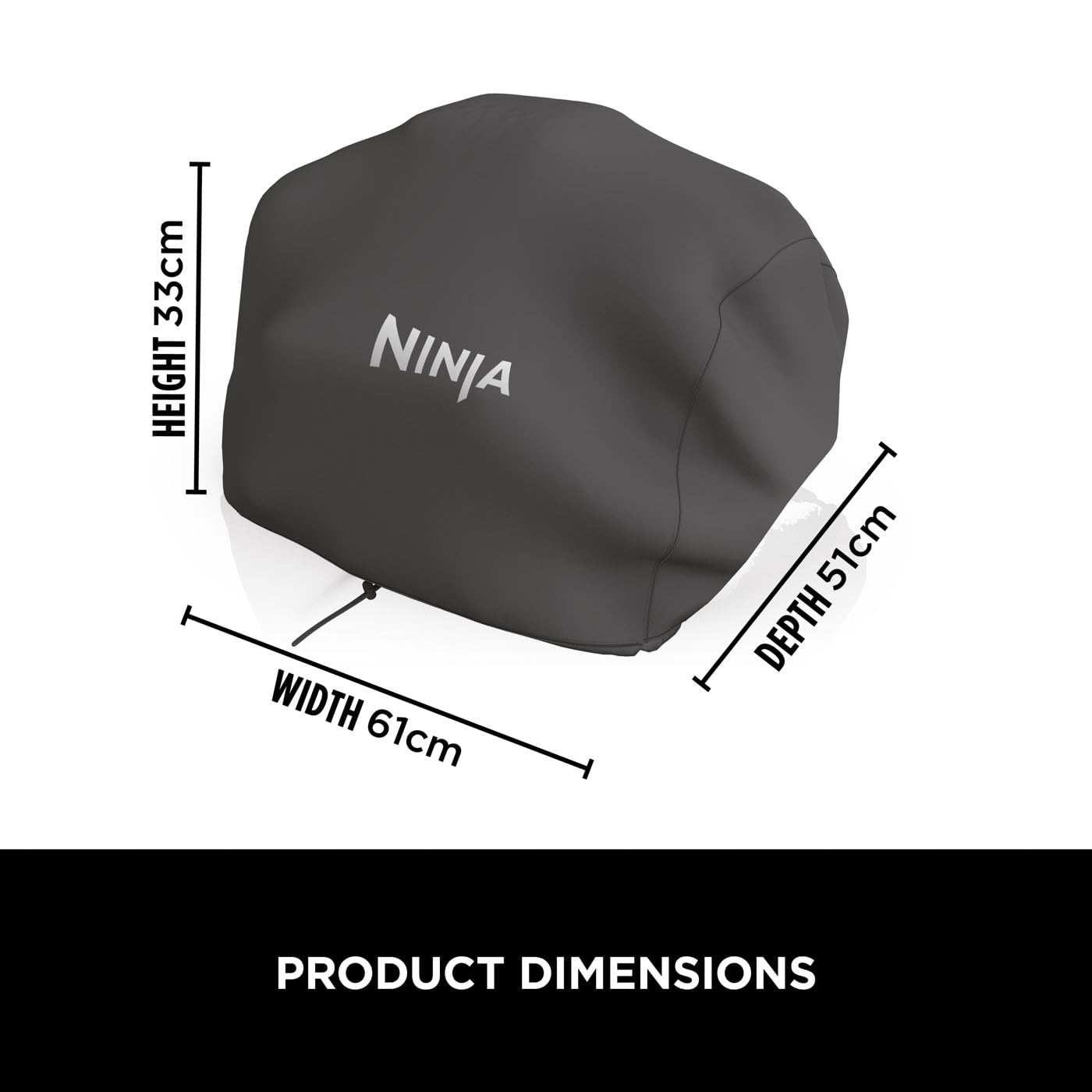 Ninja Woodfire XL Grill Cover, Anti-Fade Weather Resistant BBQ Cover with Drawstring, Official Accessory, Compatible with Ninja Woodfire XL BBQ Grill OG850 / OG901, Black, XSKOGXLCVREU