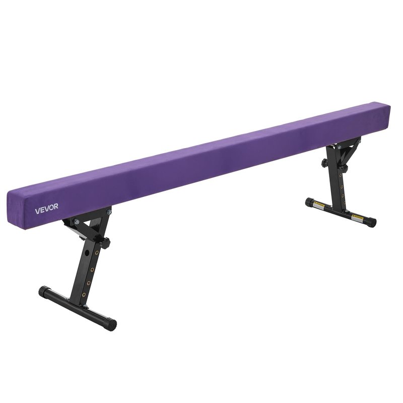 VEVOR Adjustable Balane Beam for Kids, 8FT Gymnastics Beam, High and Low Floor Beams of 5 Adjustable Heights for All Gymnastic Levels, Professional Gymnastic Equipment for Home and Gym Center, Purple