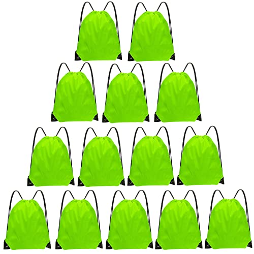 Grneric Drawstring Bags Bulk 14 Pcs Drawstring Backpack Bulk Cinch Bag Sackpack for Men Women Gym (Light Green)